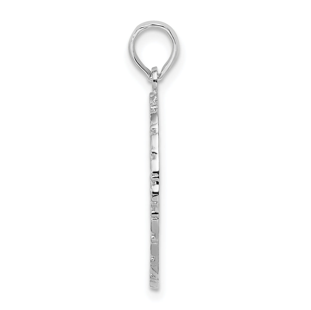 De-Ani Sterling Silver Rhodium-Plated Jamaica Oval Bird and Flower Pendant