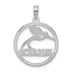 De-Ani Sterling Silver Rhodium-Plated Polished Jamaica Round Circle with Bird Pendant