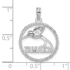 De-Ani Sterling Silver Rhodium-Plated Polished Jamaica Round Circle with Bird Pendant