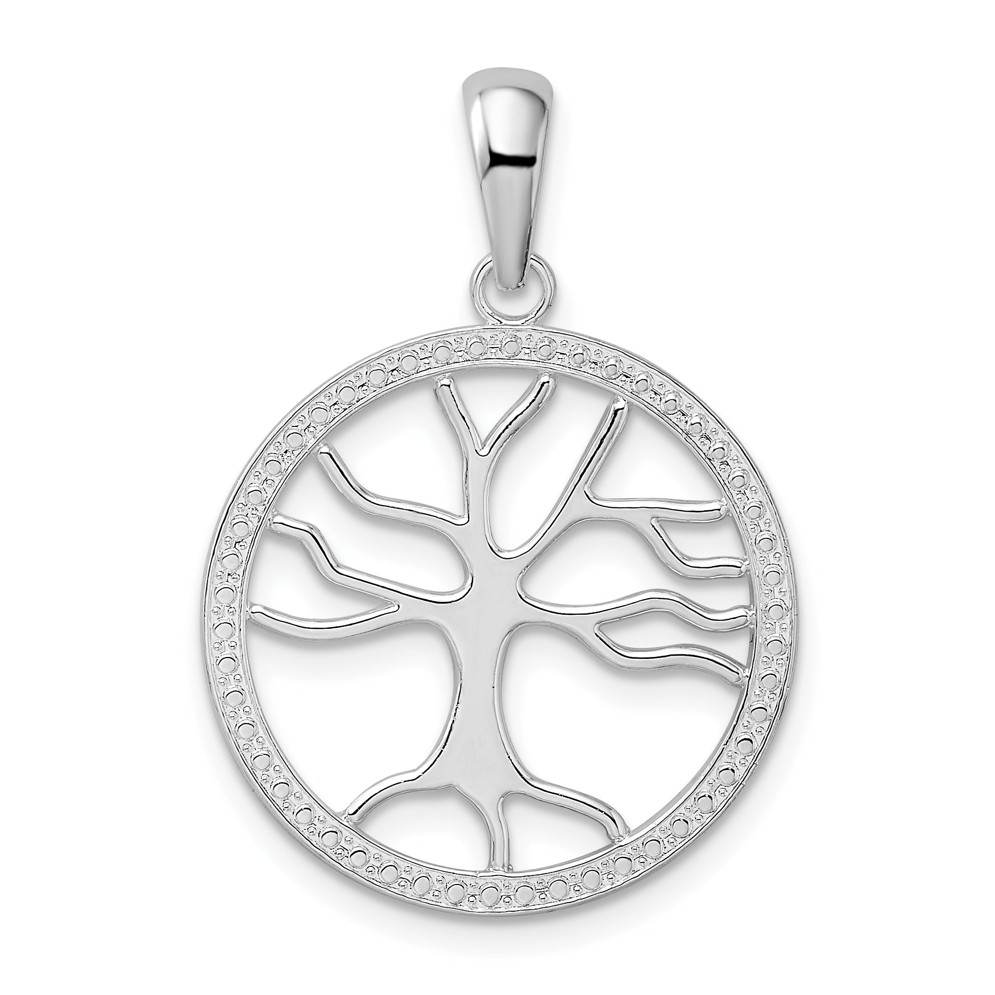 De-Ani Sterling Silver Rhodium-Plated Polished Large Cut-Out Tree of Life Pendant Main image