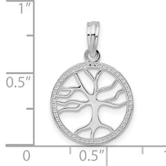 De-Ani Sterling Silver Rhodium-plated Polished Cut-Out Tree of Life Pendant