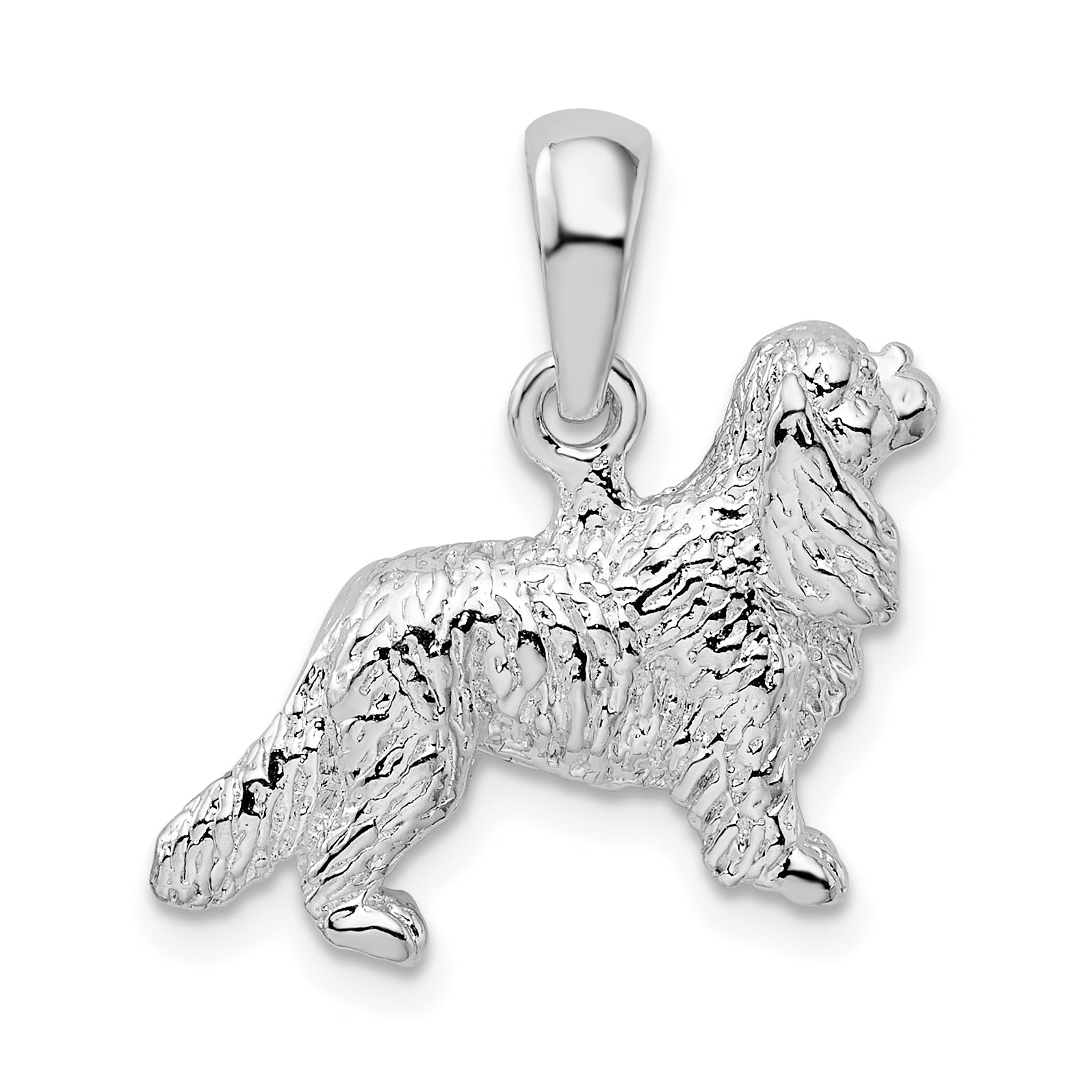 De-Ani Sterling Silver Rhodium-Plated 3D Cavalier King Charles Spaniel Pendant Main image