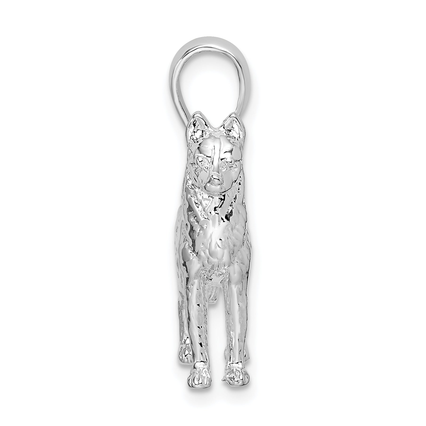 De-Ani Sterling Silver Rhodium-Plated Textured 3D Siberian Husky Pendant Secondary image