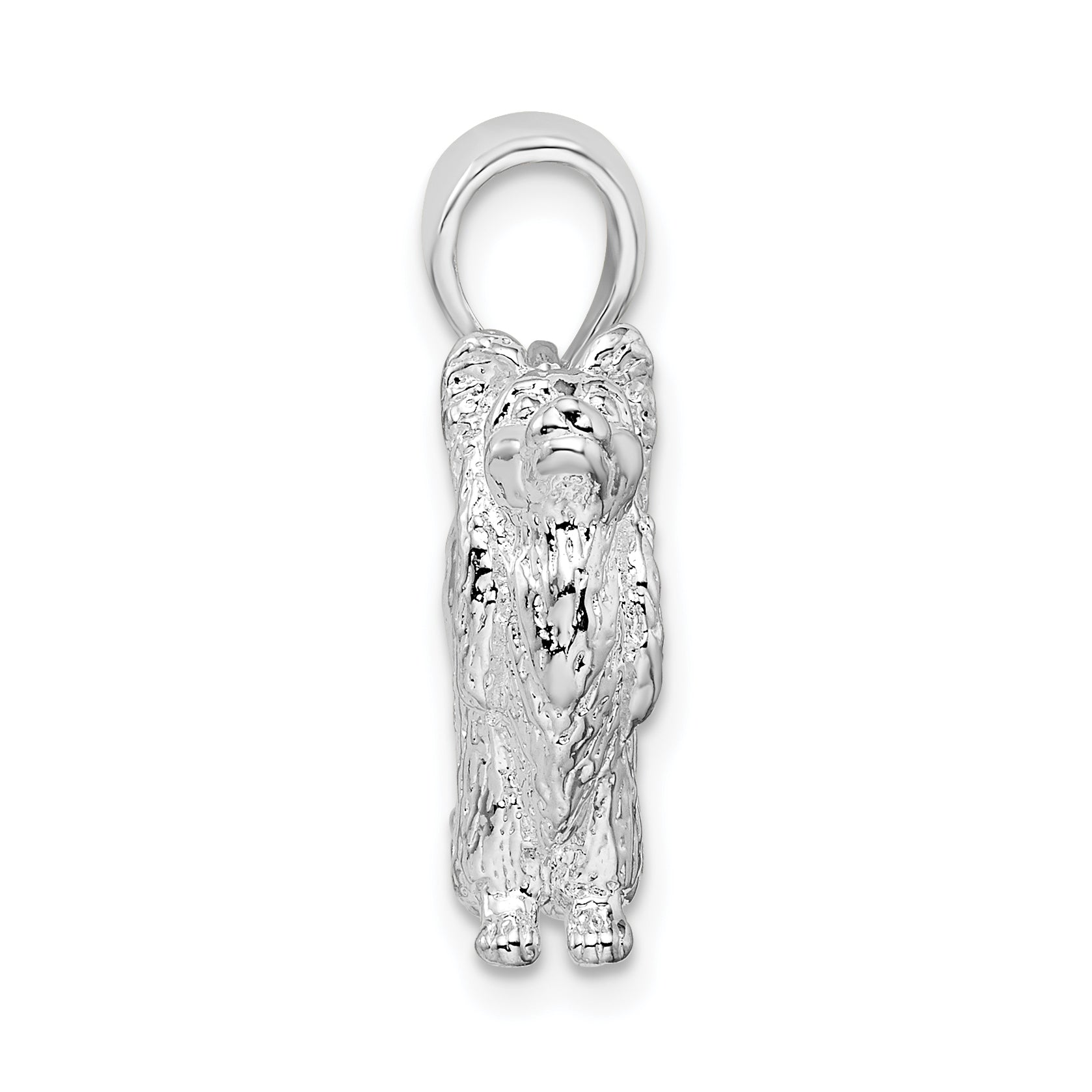 De-Ani Sterling Silver Rhodium-Plated Textured 3D Papillon Dog Pendant Secondary image