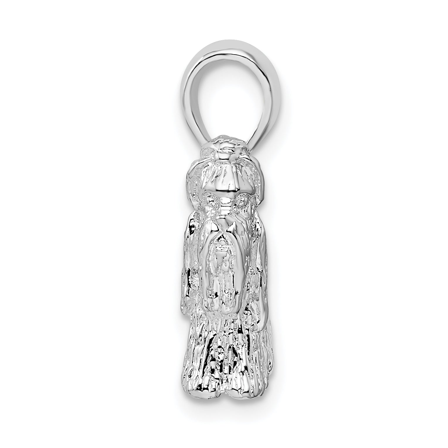 De-Ani Sterling Silver Rhodium-Plated Textured 3D Shih Tzu Dog Pendant Secondary image