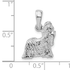 De-Ani Sterling Silver Rhodium-Plated Textured 3D Shih Tzu Dog Pendant