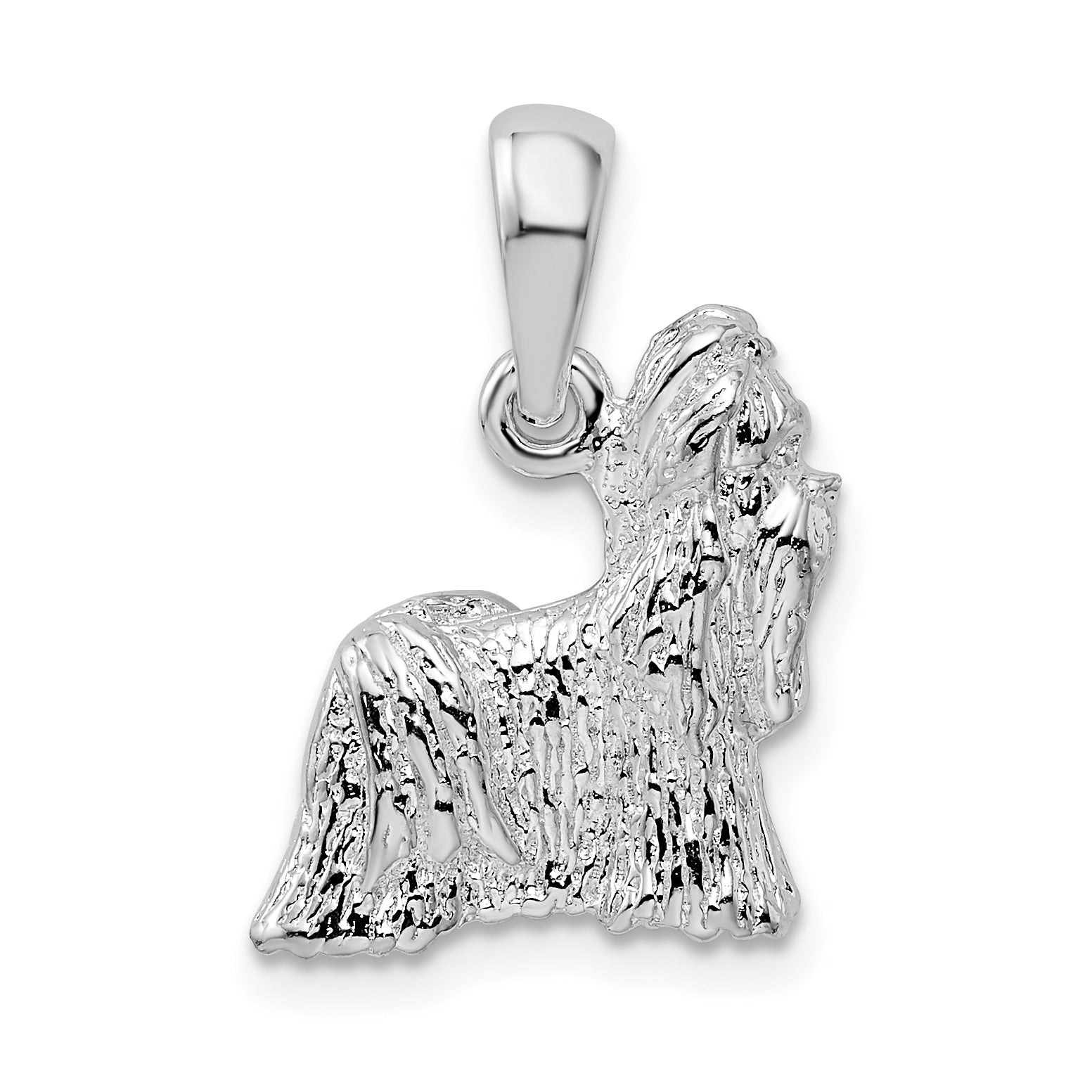 De-Ani Sterling Silver Rhodium-Plated Textured 3D Shih Tzu Dog Pendant Main image