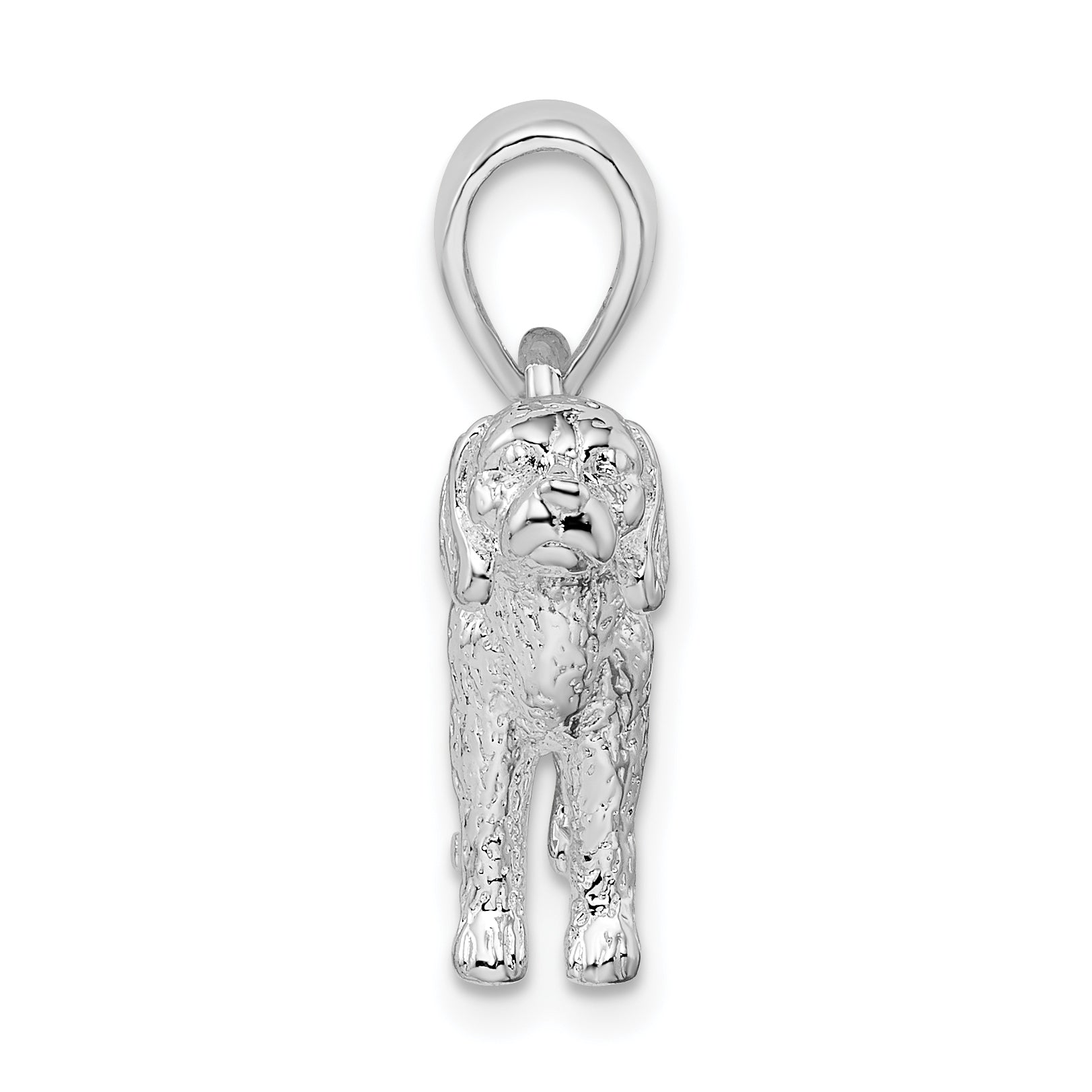 De-Ani Sterling Silver Rhodium-Plated Textured 3D Beagle Pendant Secondary image