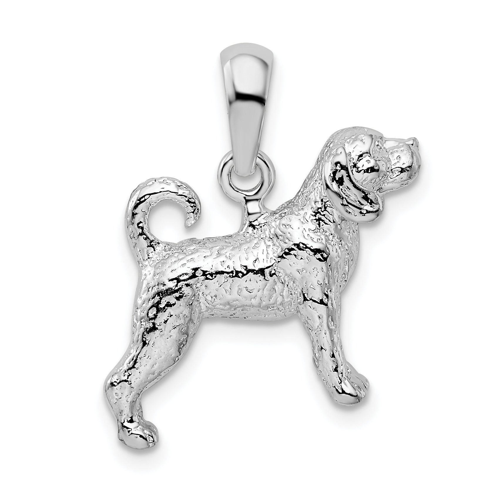 De-Ani Sterling Silver Rhodium-Plated Textured 3D Beagle Pendant Main image
