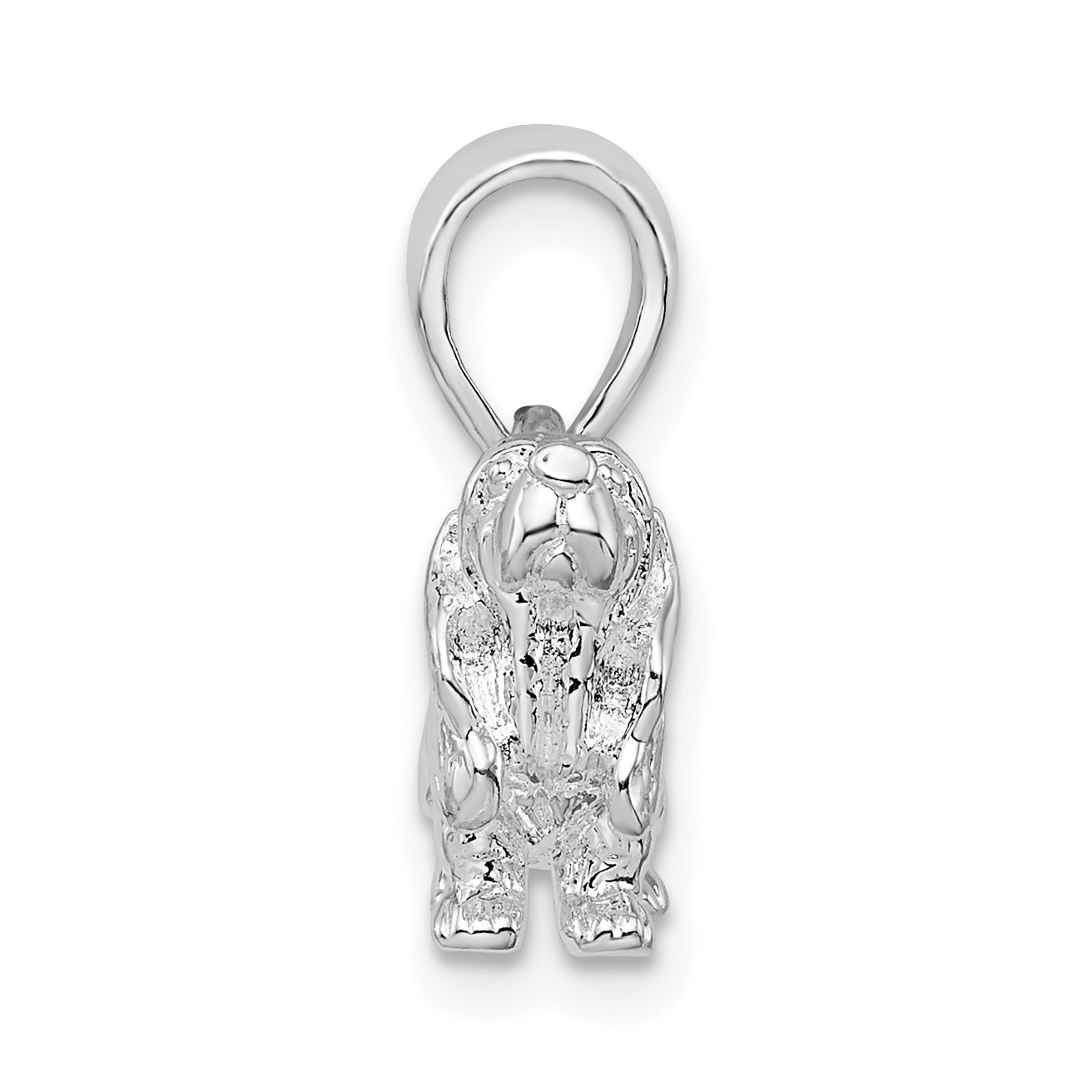 De-Ani Sterling Silver Rhodium-Plated Textured 3D Basset Hound Pendant Secondary image