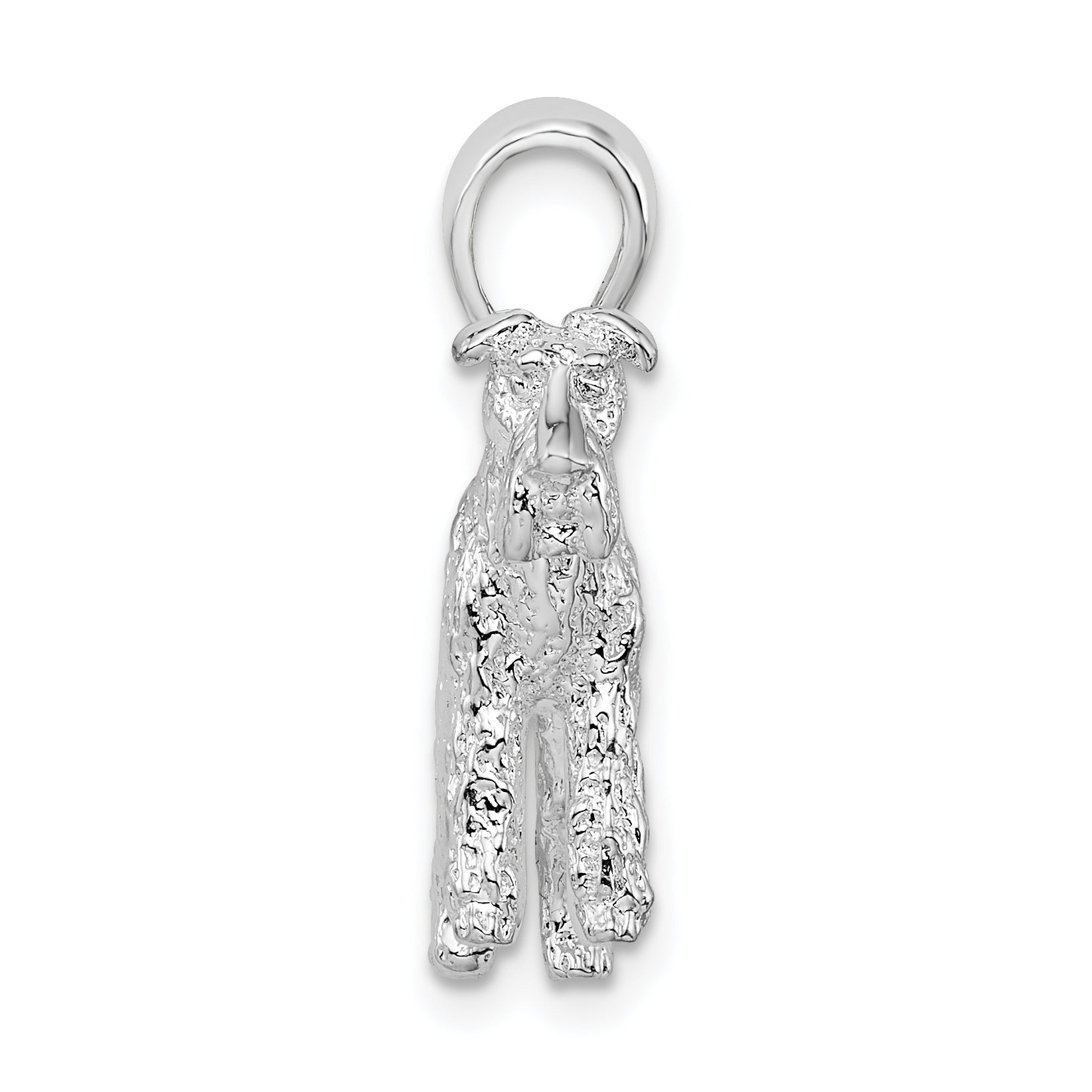 De-Ani Sterling Silver Rhodium-Plated Textured 3D Wire Fox Terrier Pendant Secondary image