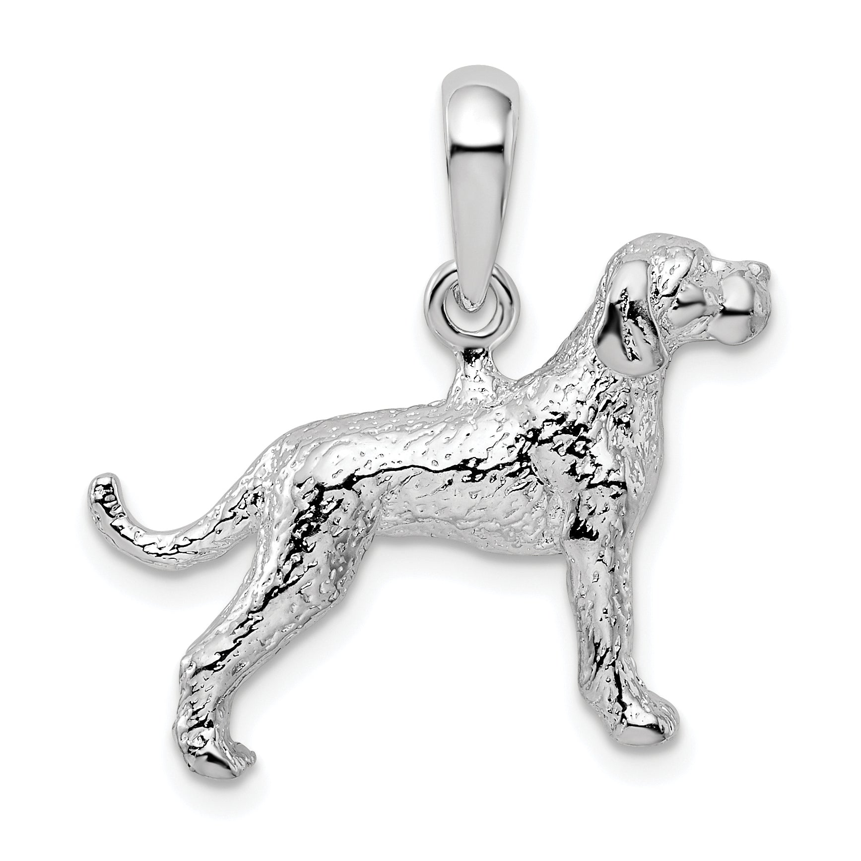 De-Ani Sterling Silver Rhodium-Plated Textured 3D English Pointer Dog Pendant Main image