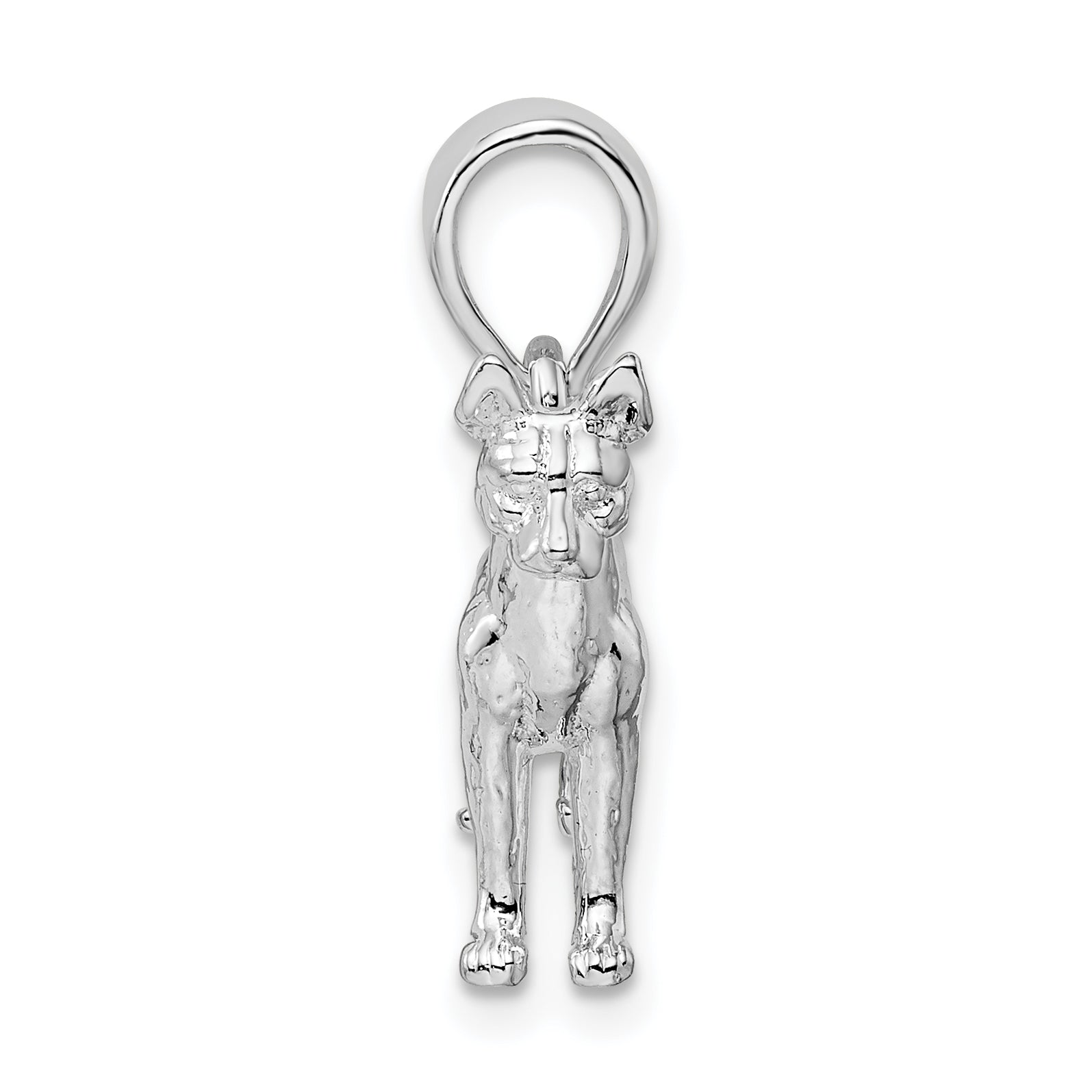 De-Ani Sterling Silver Rhodium-Plated Textured 3D Basenji Dog Pendant Secondary image