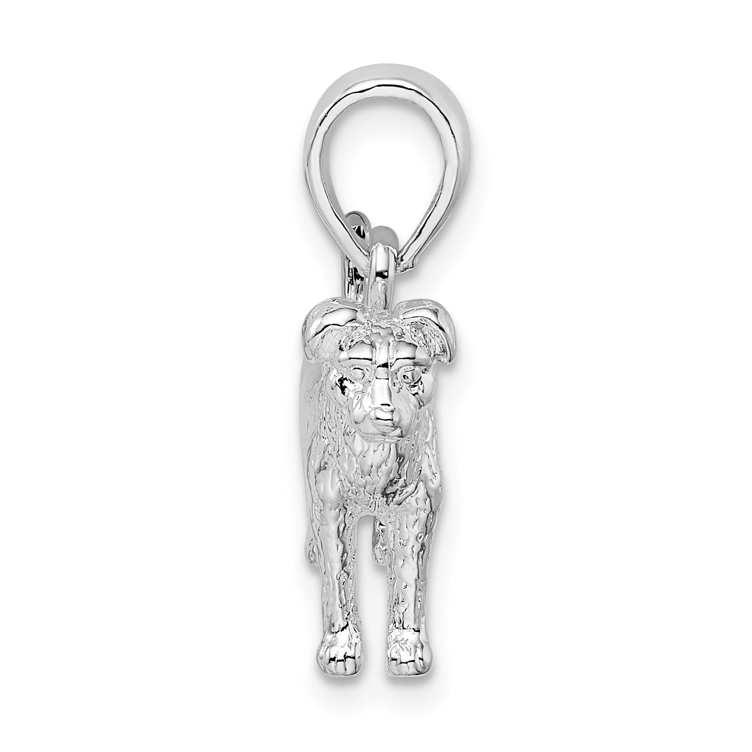 De-Ani Sterling Silver Rhodium-Plated Textured 3D Jack Russell Terrier Pendant Secondary image