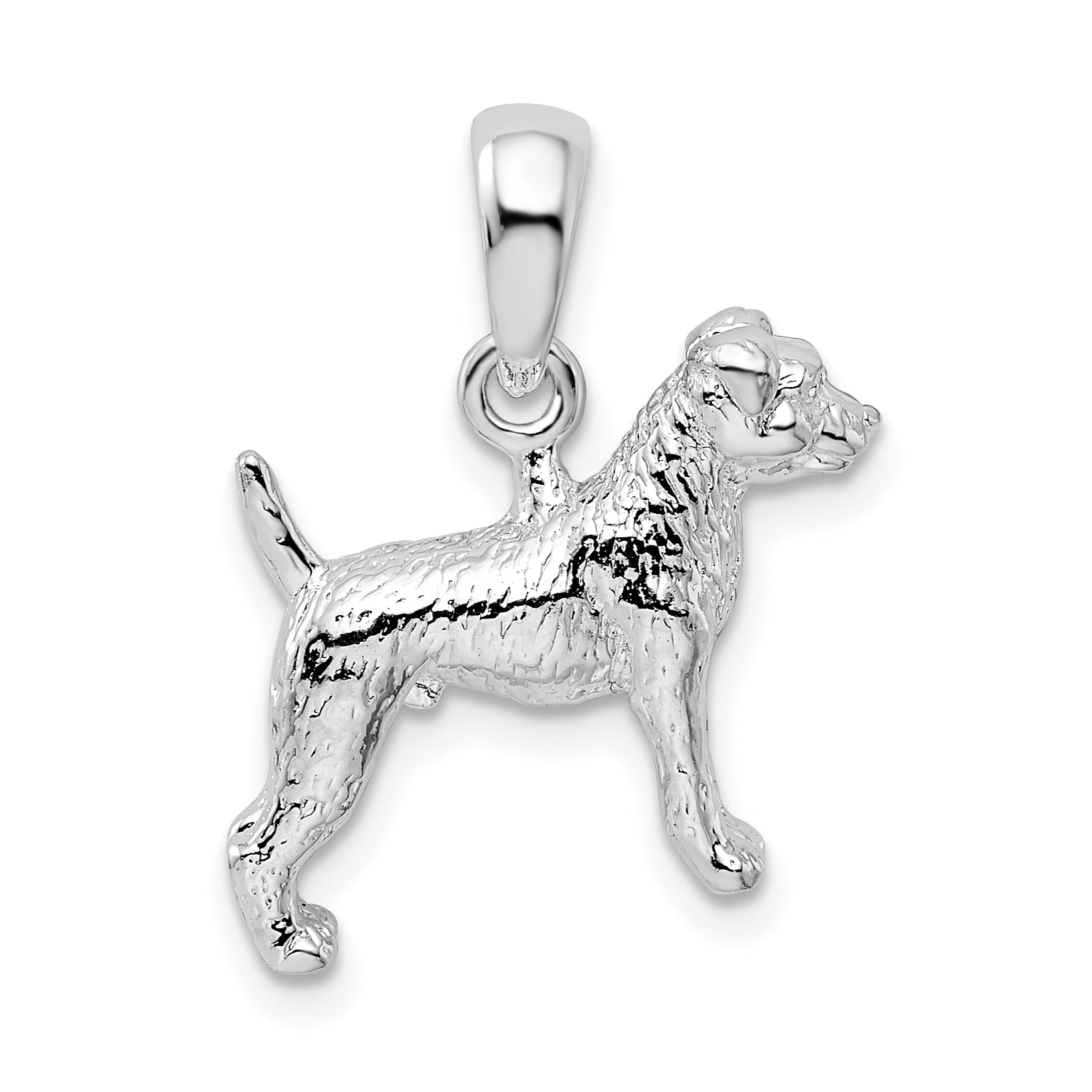 De-Ani Sterling Silver Rhodium-Plated Textured 3D Jack Russell Terrier Pendant Main image