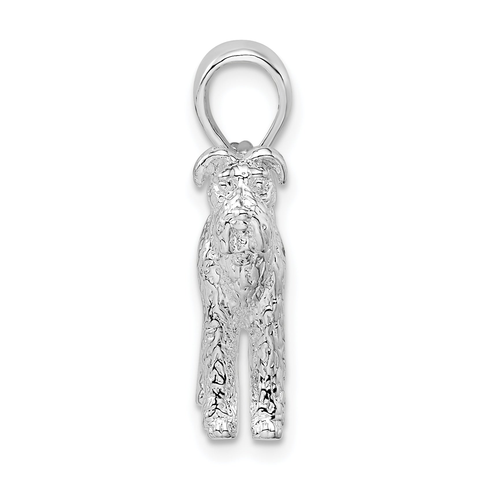 De-Ani Sterling Silver Rhodium-Plated Textured 3D Airedale Terrier Pendant Secondary image