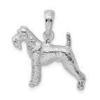 De-Ani Sterling Silver Rhodium-Plated Textured 3D Airedale Terrier Pendant