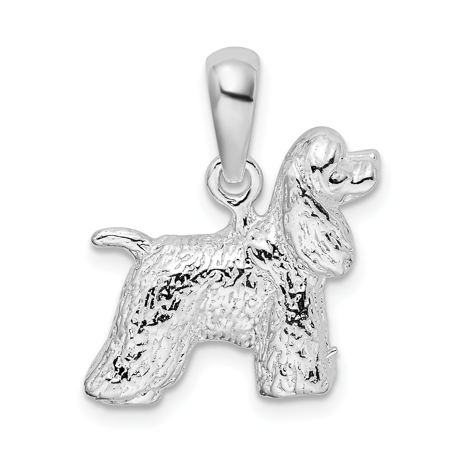 De-Ani Sterling Silver Rhodium-Plated Textured 3D Cocker Spaniel Pendant Main image