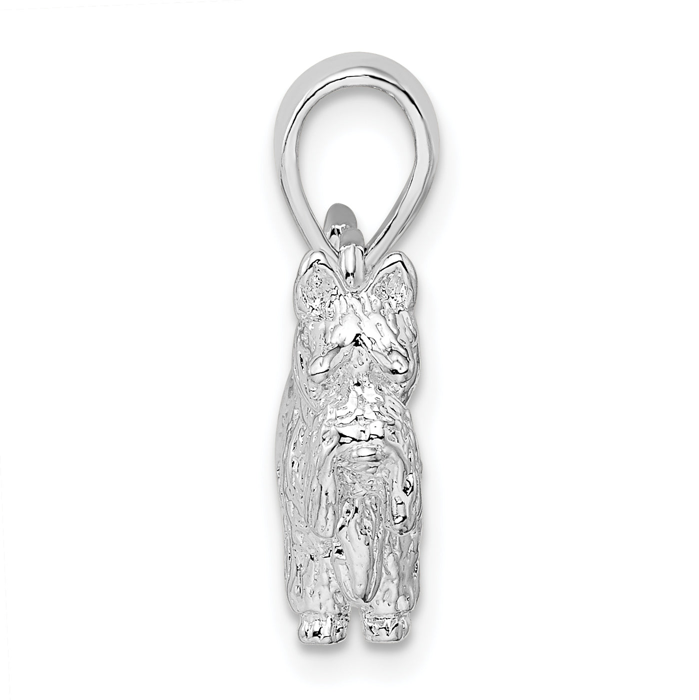 De-Ani Sterling Silver Rhodium-Plated Textured 3D Scottish Terrier Pendant Secondary image