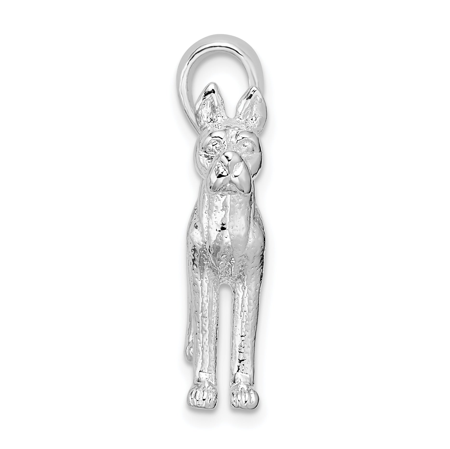 De-Ani Sterling Silver Rhodium-Plated Textured 3D Great Dane Pendant Secondary image
