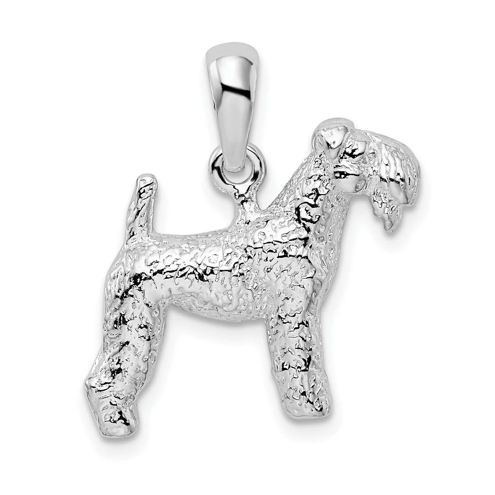 De-Ani Sterling Silver Rhodium-Plated Textured 3D Kerry Blue Terrier Pendant Main image