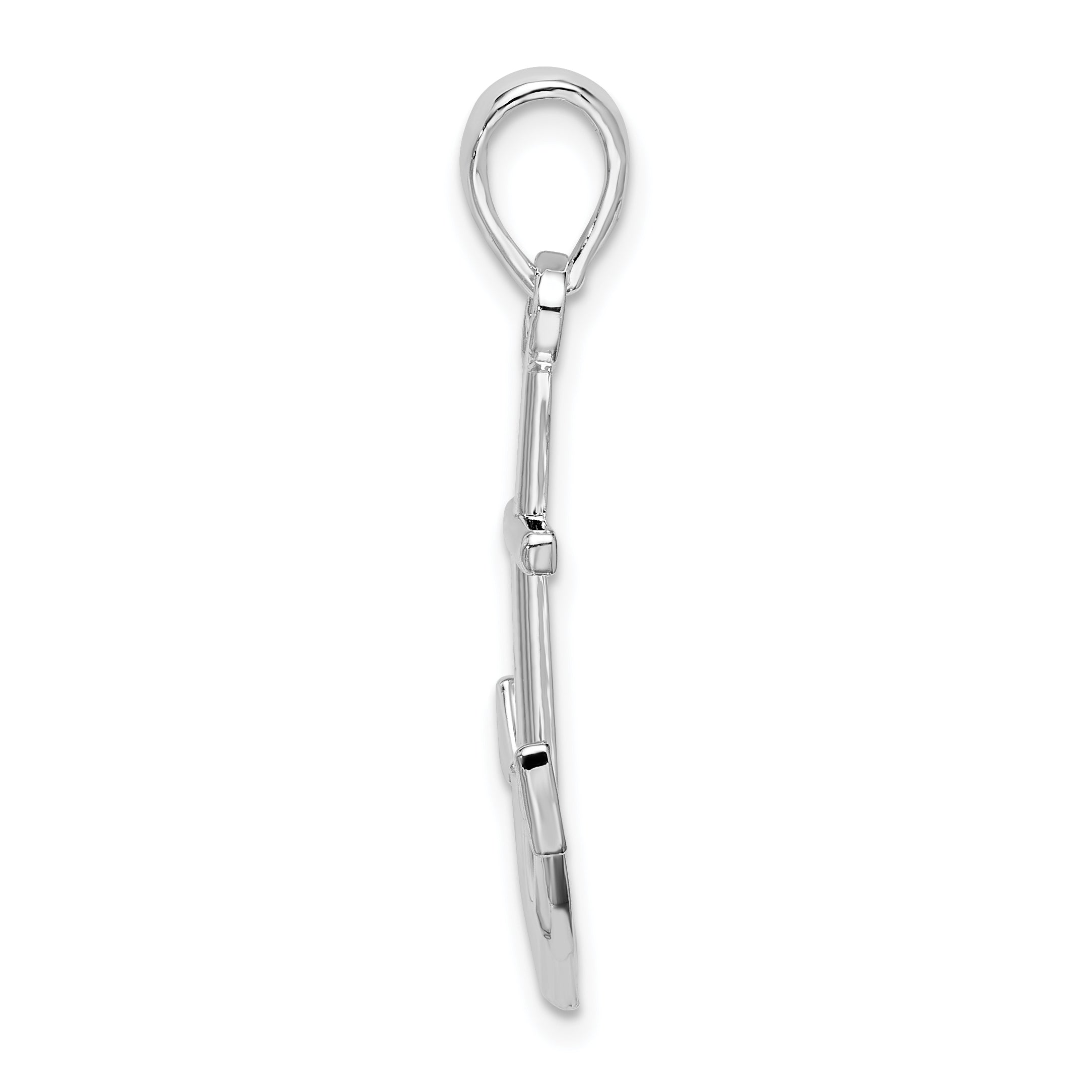 De-Ani Sterling Silver Rhodium-Plated Polished Anchor Pendant Secondary image