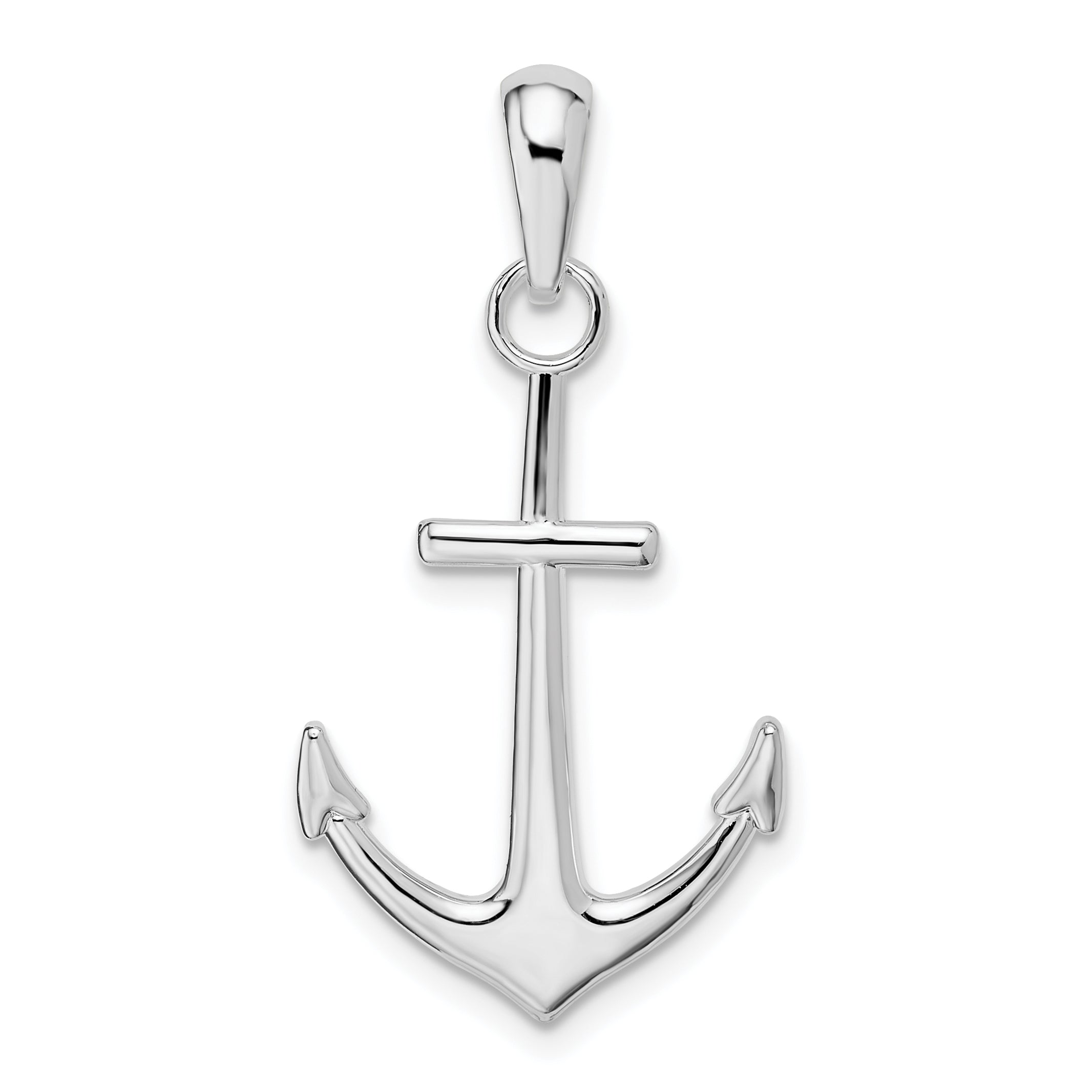 De-Ani Sterling Silver Rhodium-Plated Polished Anchor Pendant Main image