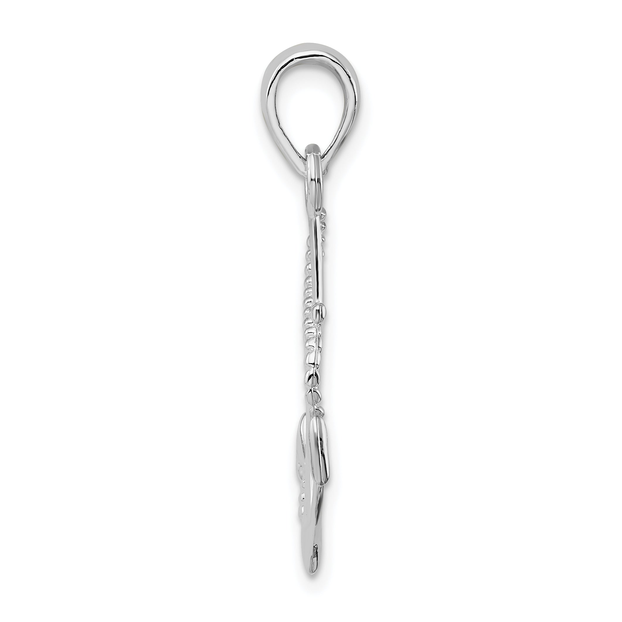De-Ani Sterling Silver Rhodium-plated Polished 3D Anchor and Rope Pendant Secondary image