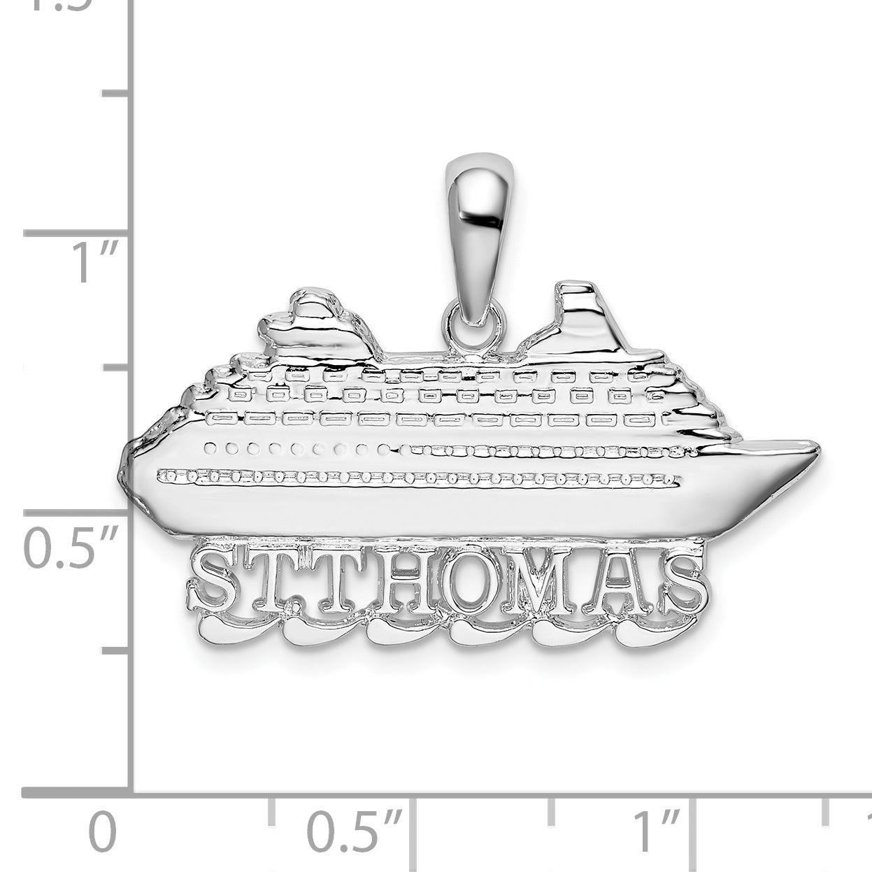 De-Ani Sterling Silver Rhodium-Plated Polished St. Thomas Cruise Ship Pendant