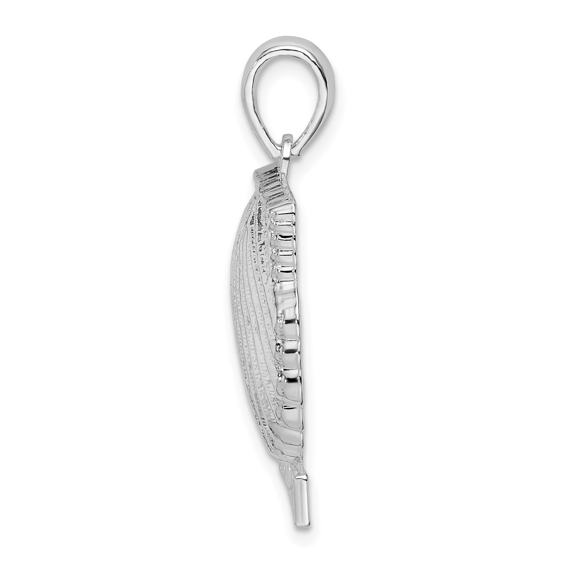 De-Ani Sterling Silver Rhodium-Plated Polished St. Thomas Scallop Shell Pendant Secondary image
