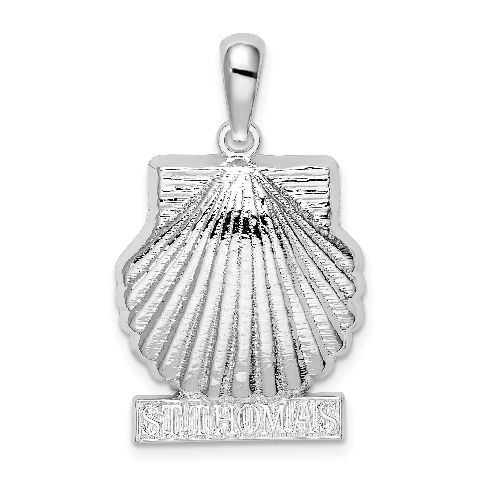 De-Ani Sterling Silver Rhodium-Plated Polished St. Thomas Scallop Shell Pendant Main image