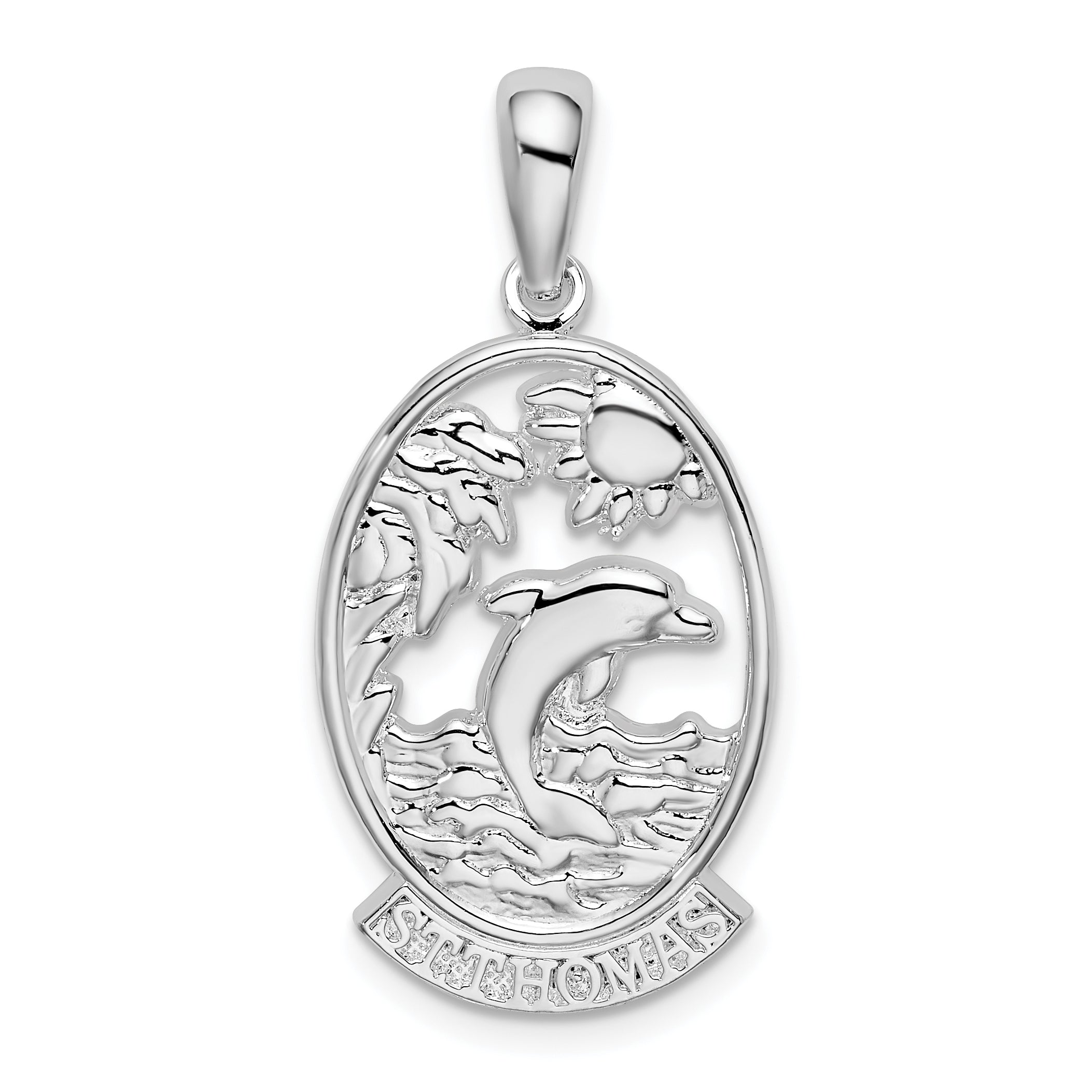 De-Ani Sterling Silver Rhodium-Plated St. Thomas Dolphin Sunset Pendant Main image