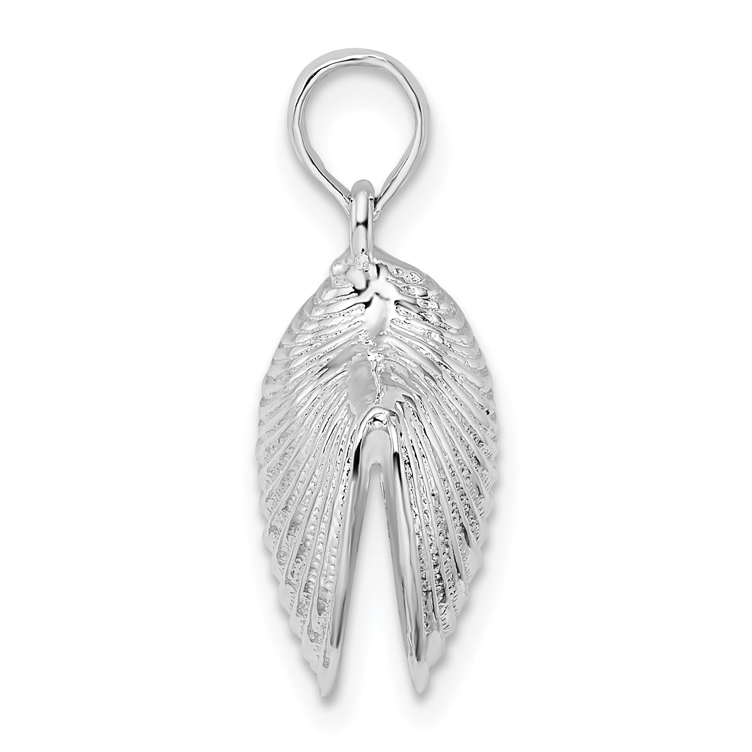 De-Ani Sterling Silver Rhodium-Plated Polished 3D Clam Shell Pendant Secondary image
