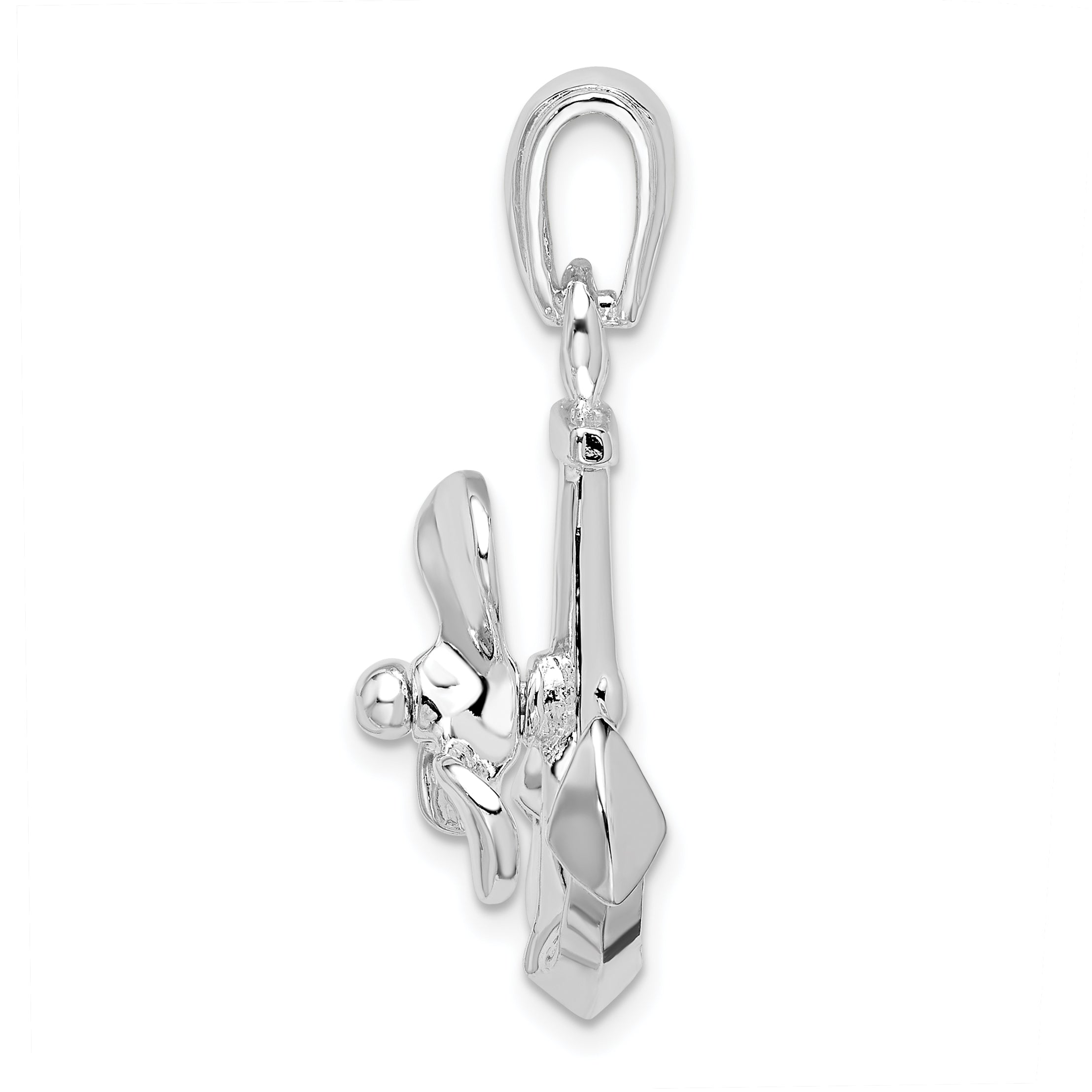 De-Ani Sterling Silver Rhodium-Plated Moveable 3D Anchor with Propeller Pendant Secondary image