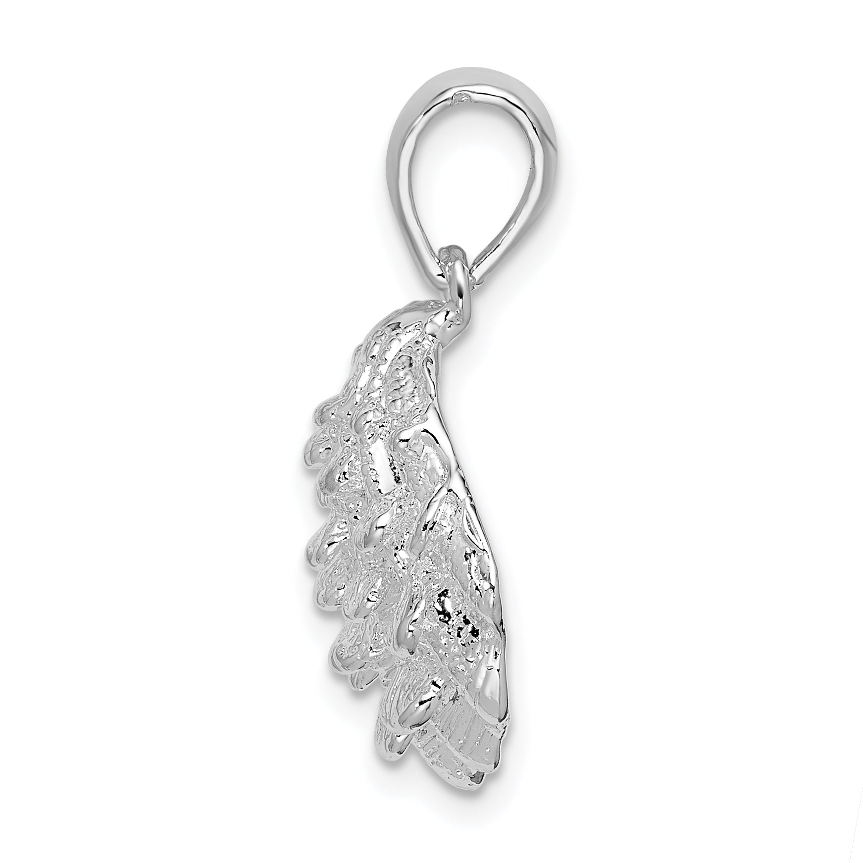 De-Ani Sterling Silver Rhodium-Plated Textured Oyster Shell Pendant Secondary image