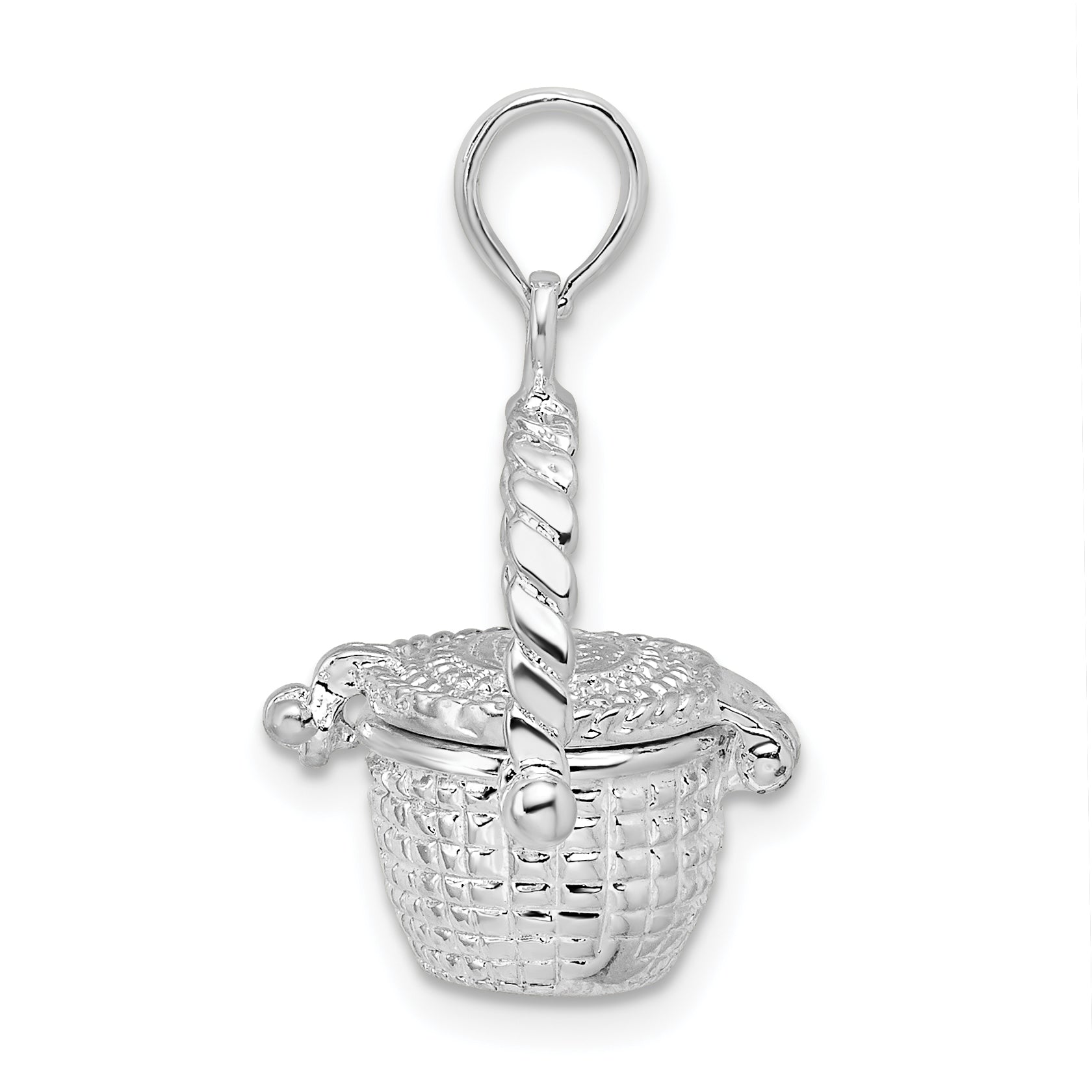 De-Ani Sterling Silver Rhodium-Plated Moveable 3D Nantucket Basket Pendant Secondary image