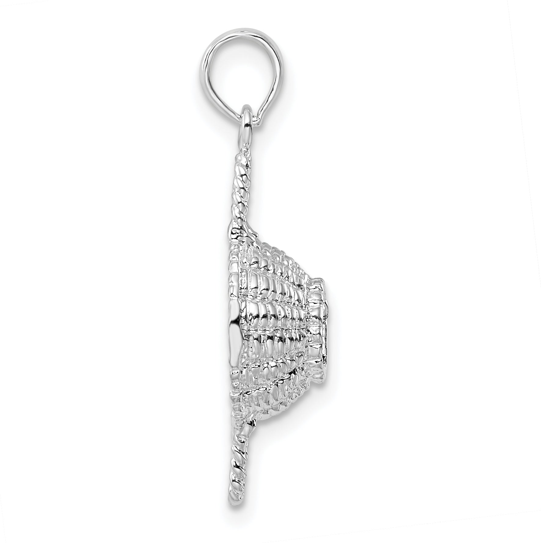 De-Ani Sterling Silver Rhodium-Plated Polished 3D Round Basket Pendant Secondary image
