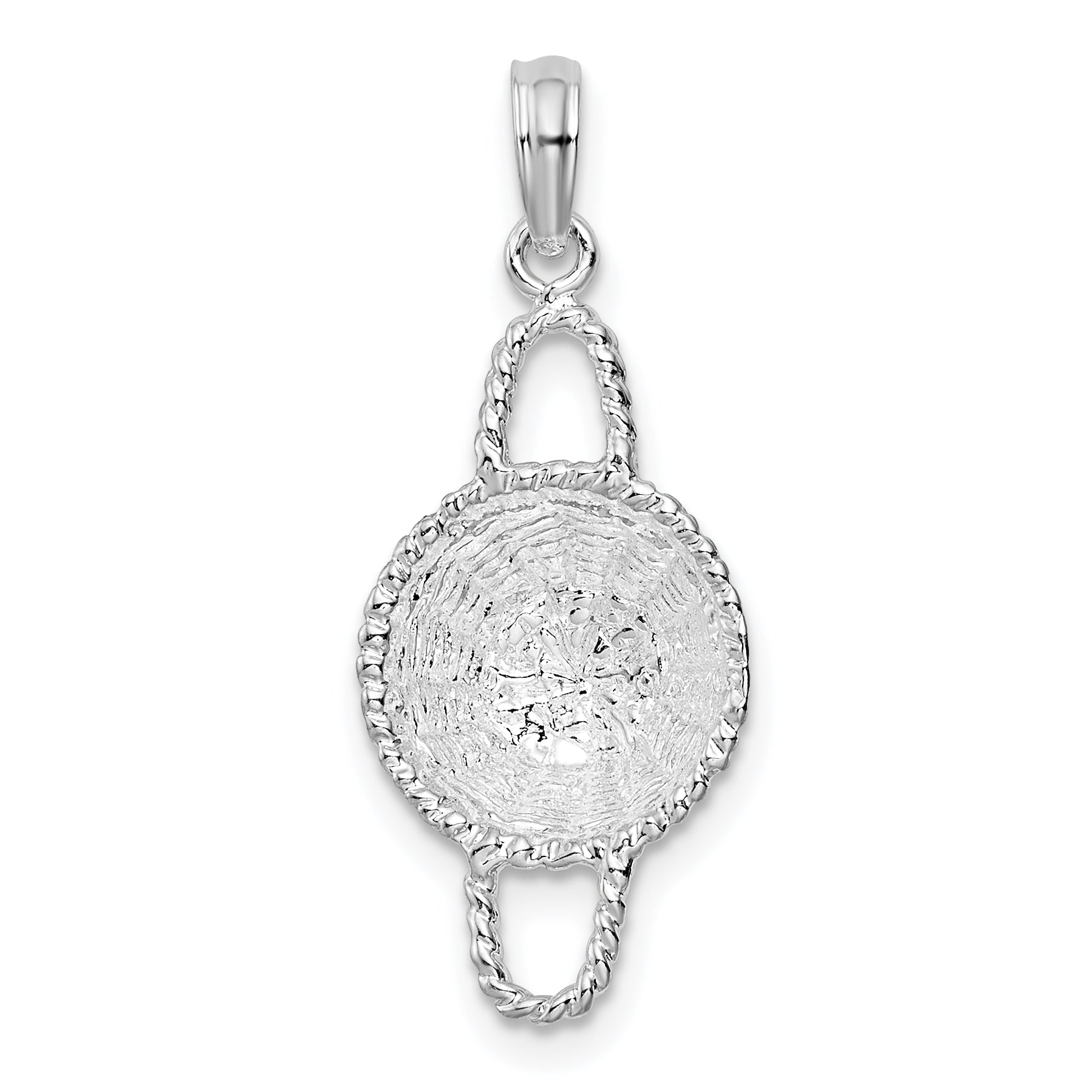 De-Ani Sterling Silver Rhodium-Plated Polished 3D Round Basket Pendant Main image