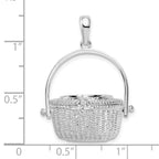 De-Ani Sterling Silver Rhodium-Plated Moveable 3D Nantucket Basket Pendant
