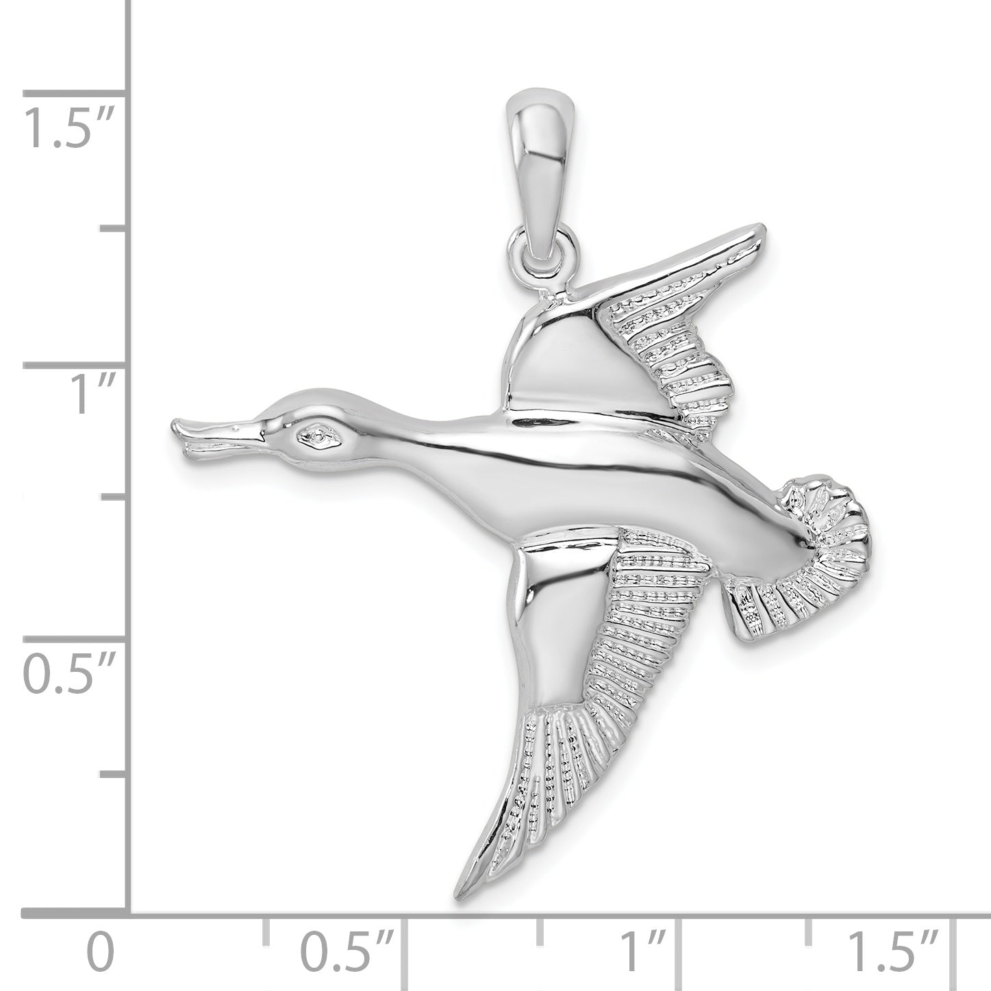 De-Ani Sterling Silver Rhodium-Plated Polished Flying Duck Pendant Secondary image