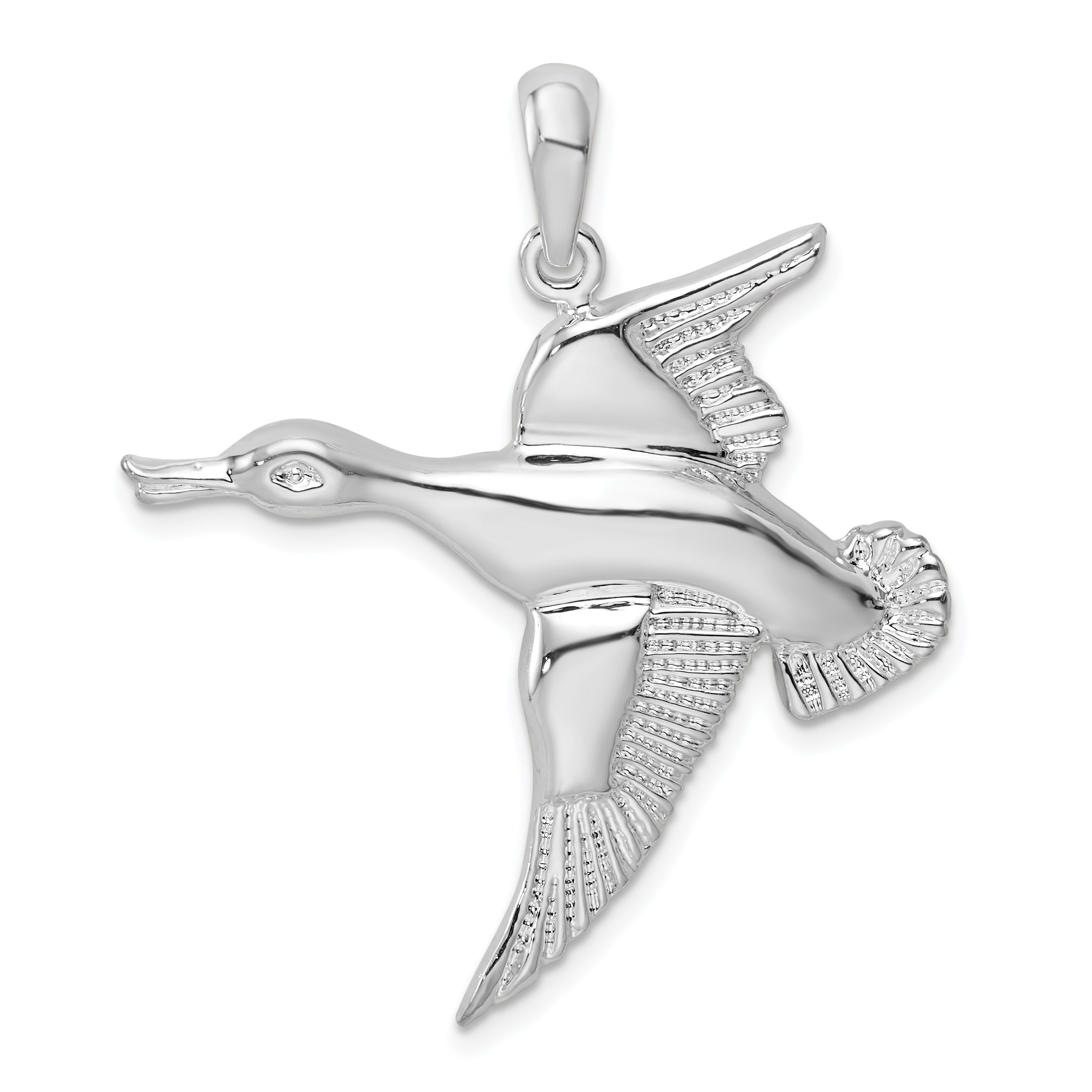 De-Ani Sterling Silver Rhodium-Plated Polished Flying Duck Pendant Main image