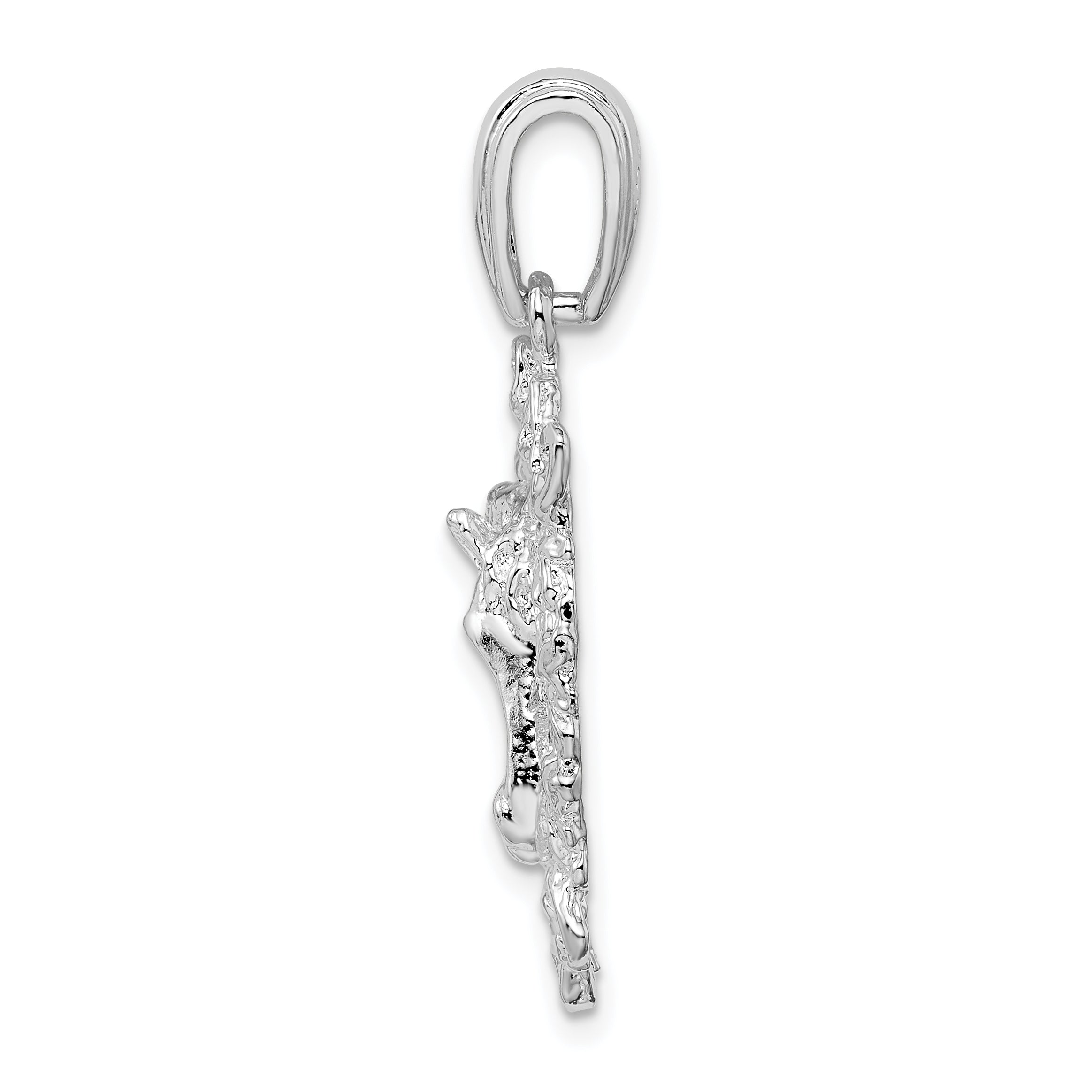De-Ani Sterling Silver Rhodium-Plated Polished Horse Head in Wreath Pendant Secondary image