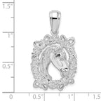 De-Ani Sterling Silver Rhodium-Plated Polished Horse Head in Wreath Pendant