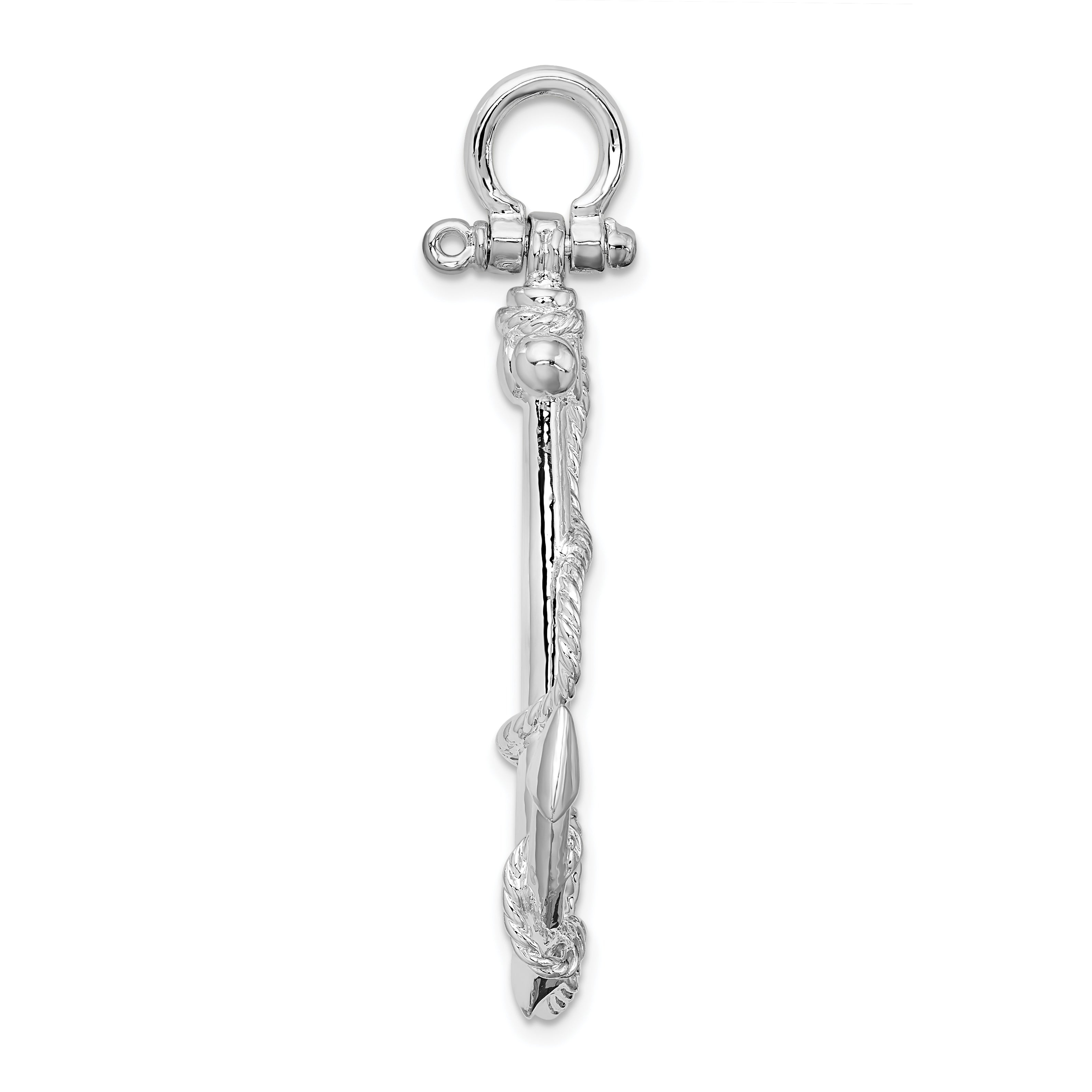 De-Ani Sterling Silver Rhodium-Plated Polished 3D Anchor with Rope Pendant Secondary image