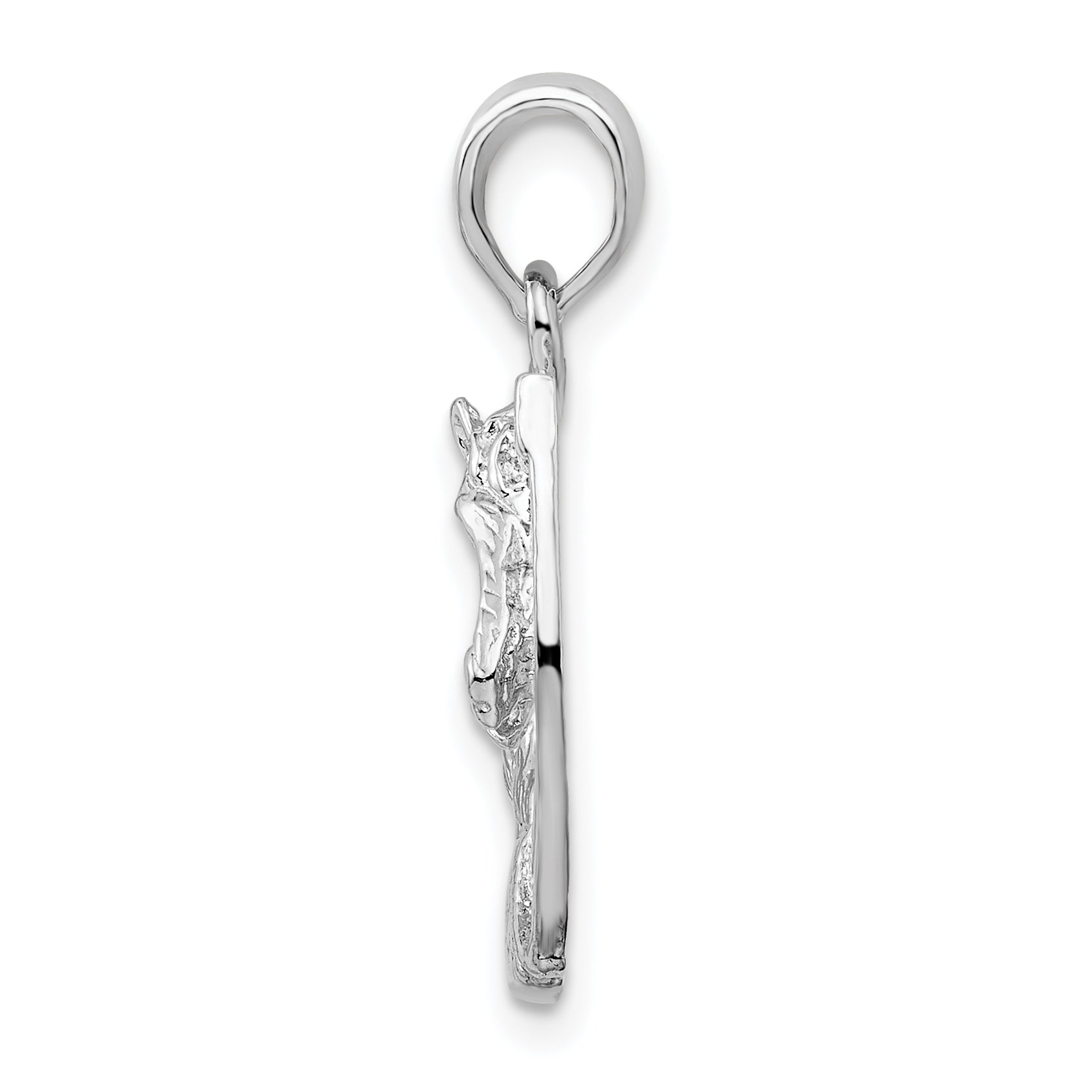 De-Ani Sterling Silver Rhodium-Plated Polished Horse Head in Horseshoe Pendant Secondary image