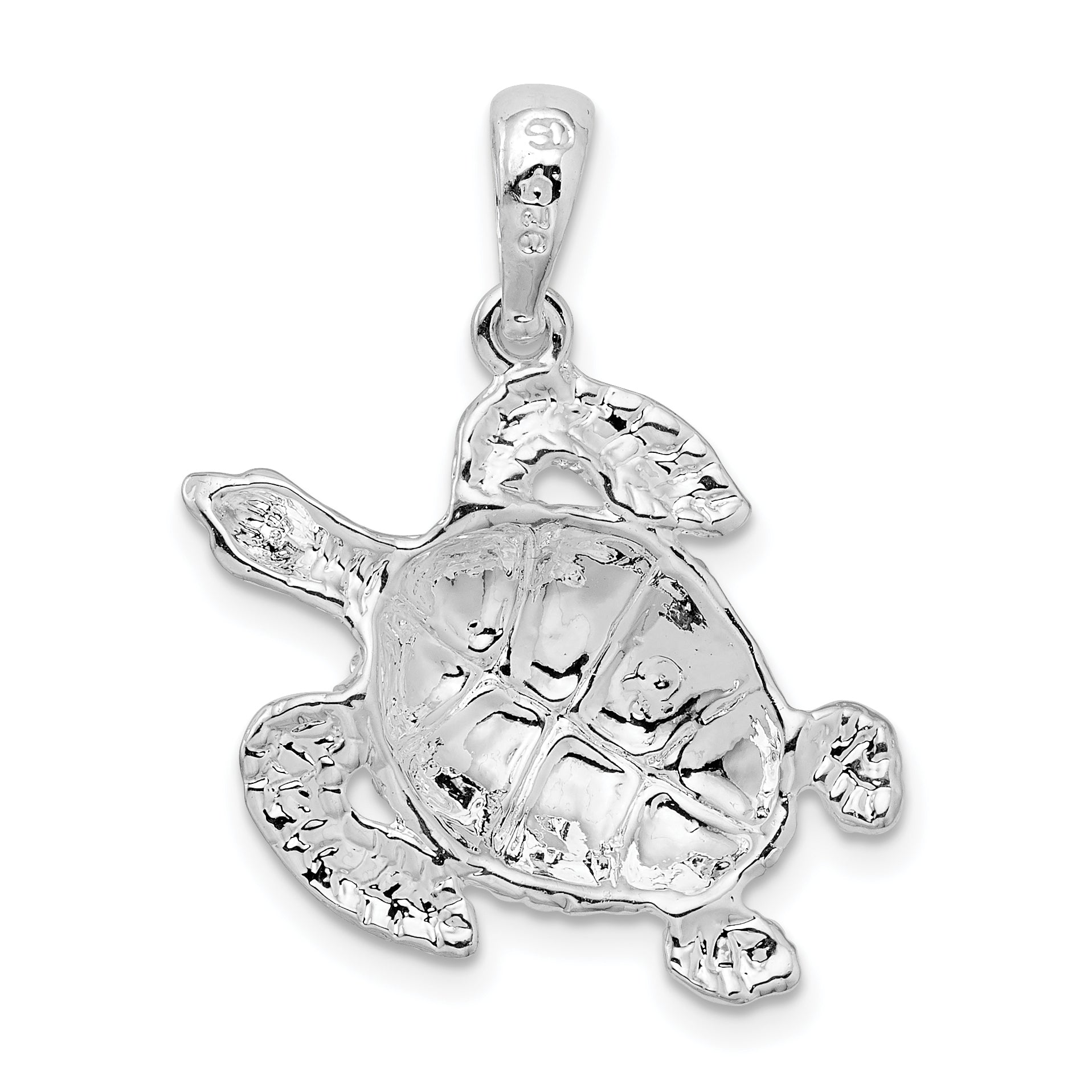 De-Ani Sterling Silver Rhodium-Plated Polished Sea Turtle Pendant