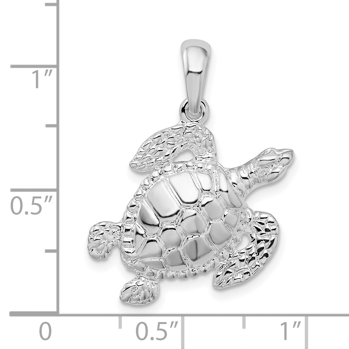 De-Ani Sterling Silver Rhodium-Plated Polished Sea Turtle Pendant