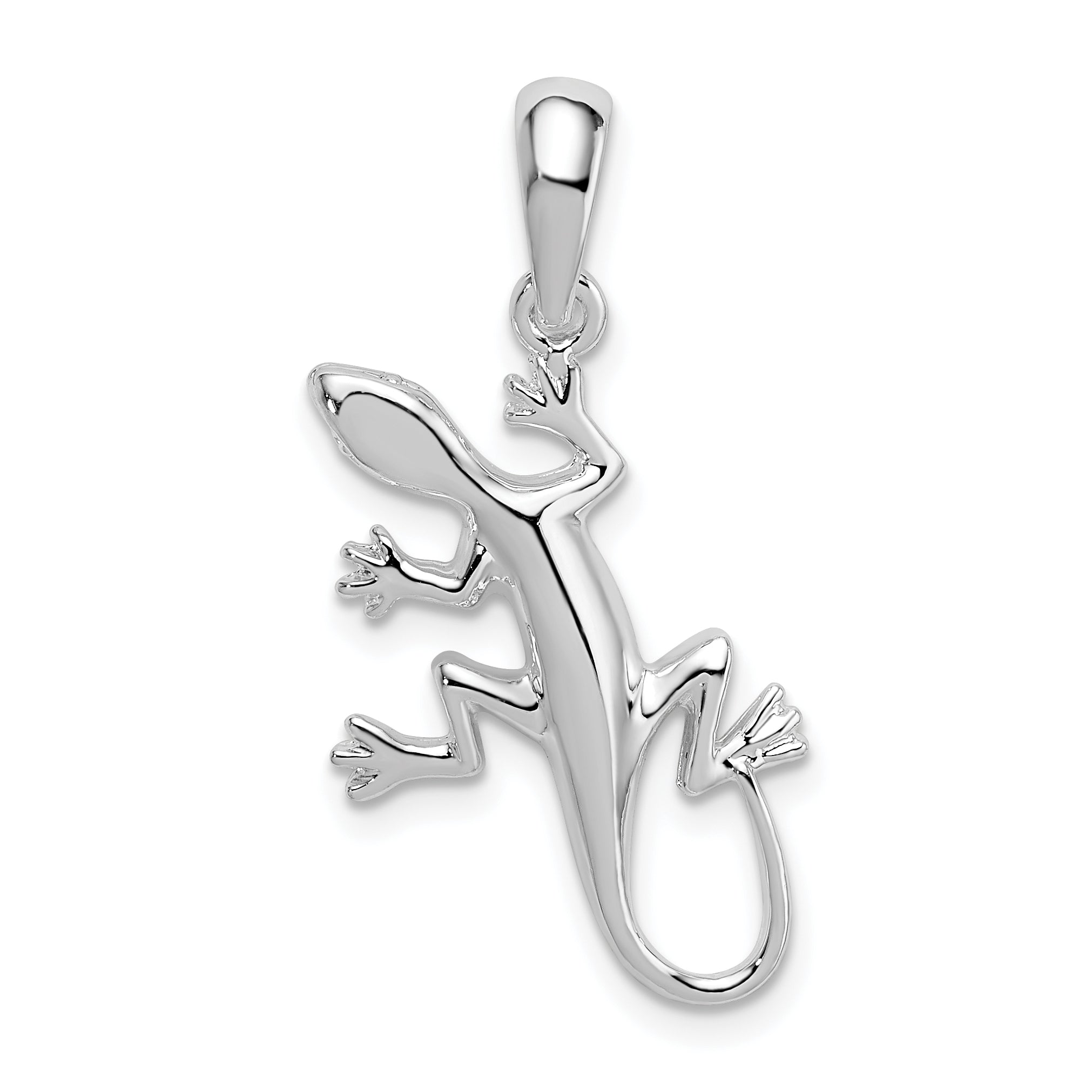 De-Ani Sterling Silver Rhodium-Plated Polished Gecko Pendant Main image