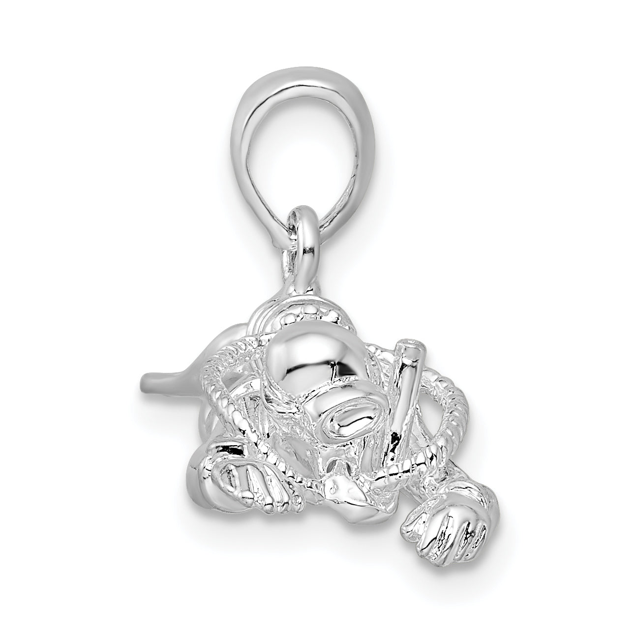 De-Ani Sterling Silver Rhodium-Plated Polished 3D Male Scuba Diver Pendant Secondary image