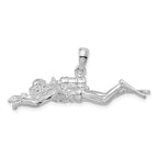 De-Ani Sterling Silver Rhodium-Plated Polished 3D Male Scuba Diver Pendant